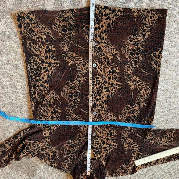 Vintage Leopard Print Soft Cozy Button Down Velvet Shirt Women Plus Size 1X - Picture 2 of 6